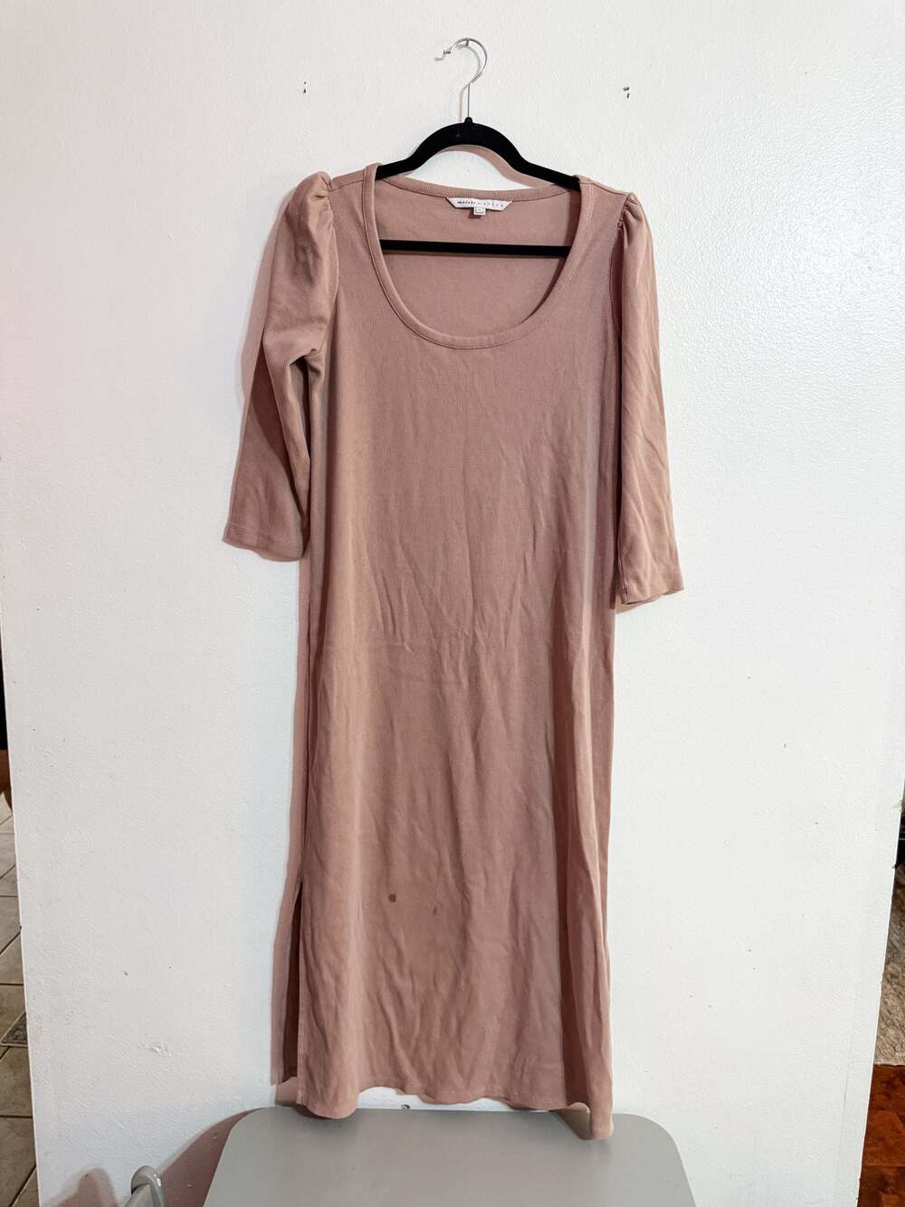 The Nines by HATCH Maternity Ribbed Midi Dress Size M cotton long sleeve